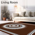 Radial Sunburst With Geometric Border Rug