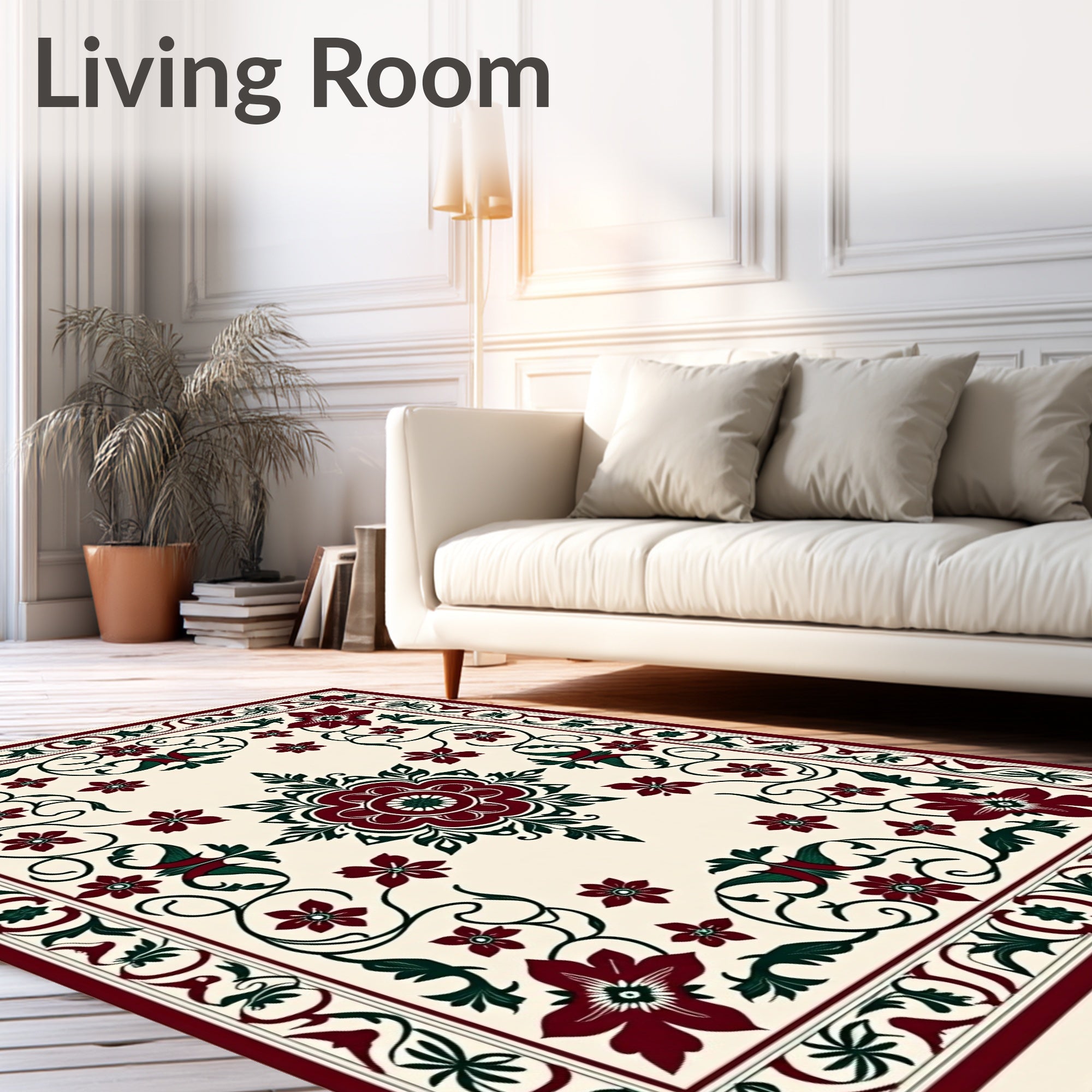 Rich Floral Garden Motif Pattern Rug