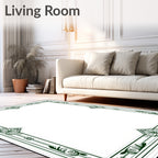 Green Art Deco Floral Border Design Rug
