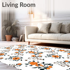 Orange Floral Whimsical Pattern Rug