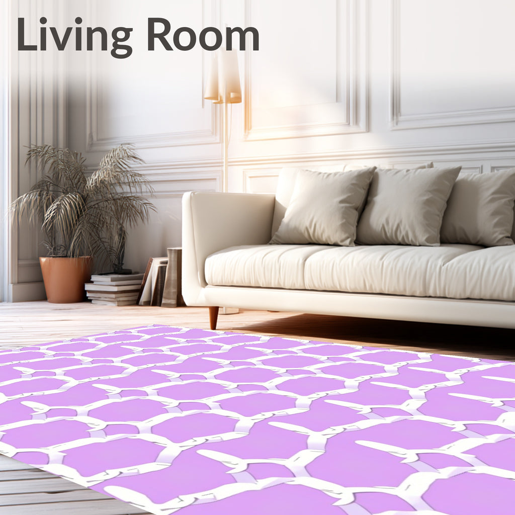 White Abstract Geometric Patterned Rug
