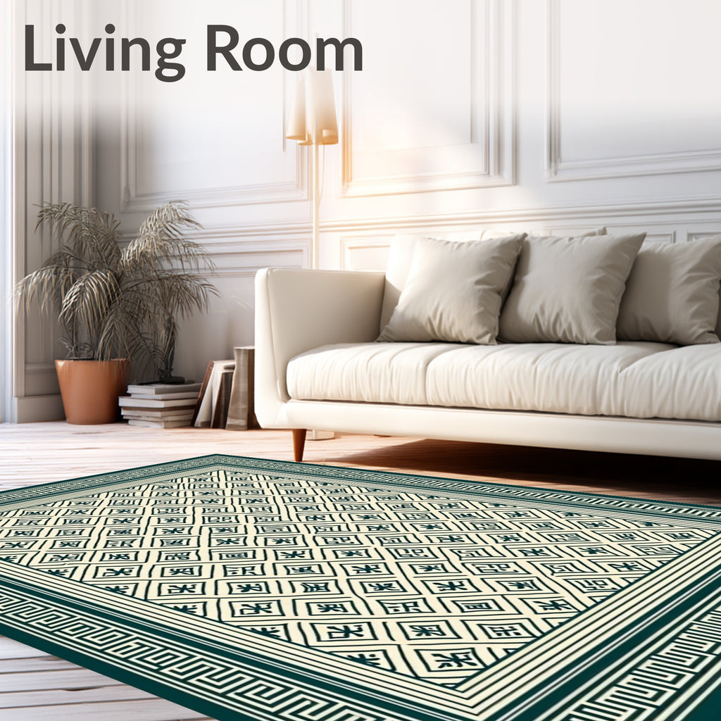 Classic Diamond Lattice Border Design Rug