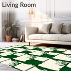 Green Checkerboard Abstract Art Rug