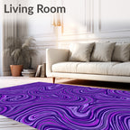 Vibrant Purple Swirl Striped Pattern Rug