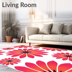 Floral Burst Pattern Red Orange Rug