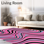 Psychedelic Swirl Pink Black Gray Rug
