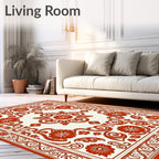 Ornate Floral Bordered Classic Design Rug