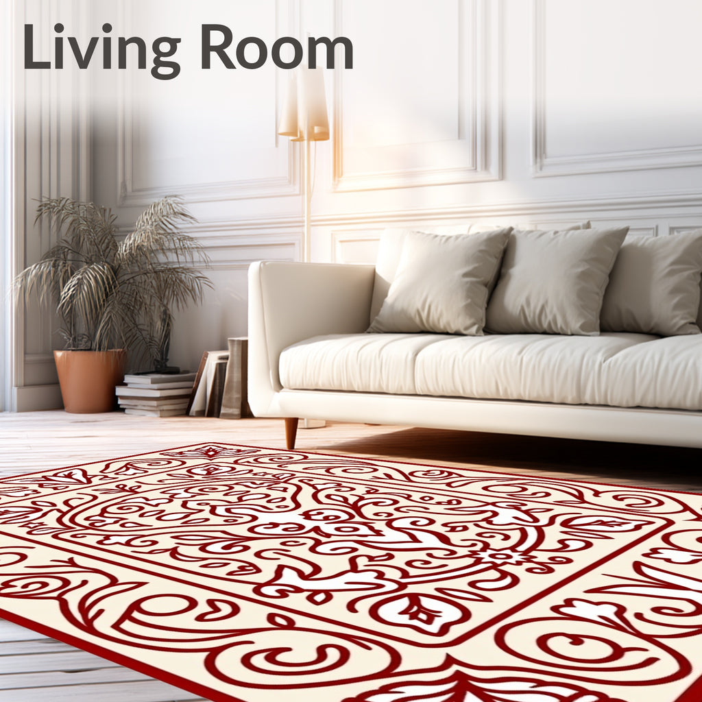 Ornate Floral Vine Pattern Rug