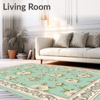 Vintage Floral Outline Border Rug