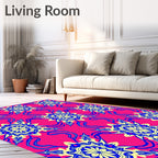 Radiant Blue Yellow Floral Pattern Rug
