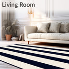Classic Navy White Stripe Design Rug