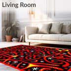 Abstract Red Yellow Swirls Rug