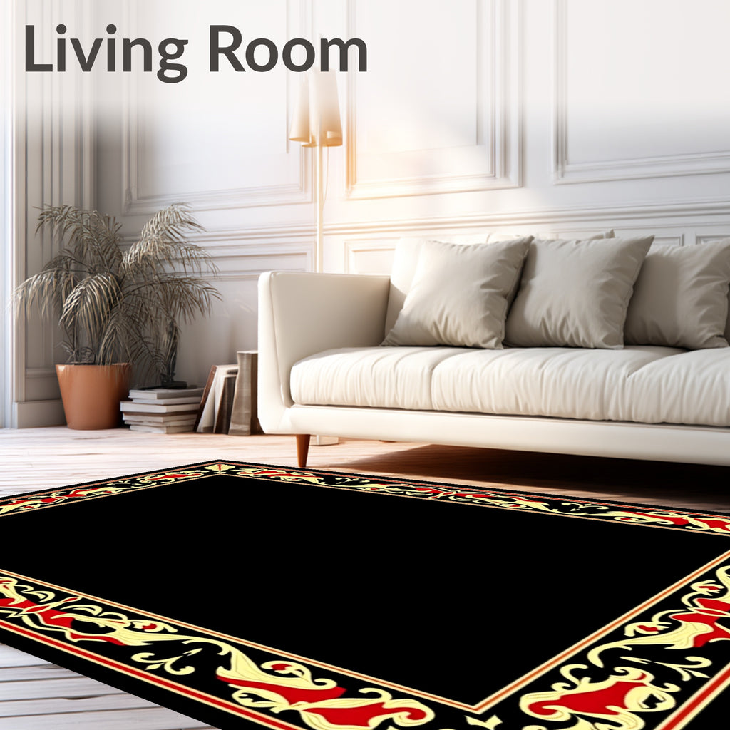 Regal Red Gold Foliage Border Rug