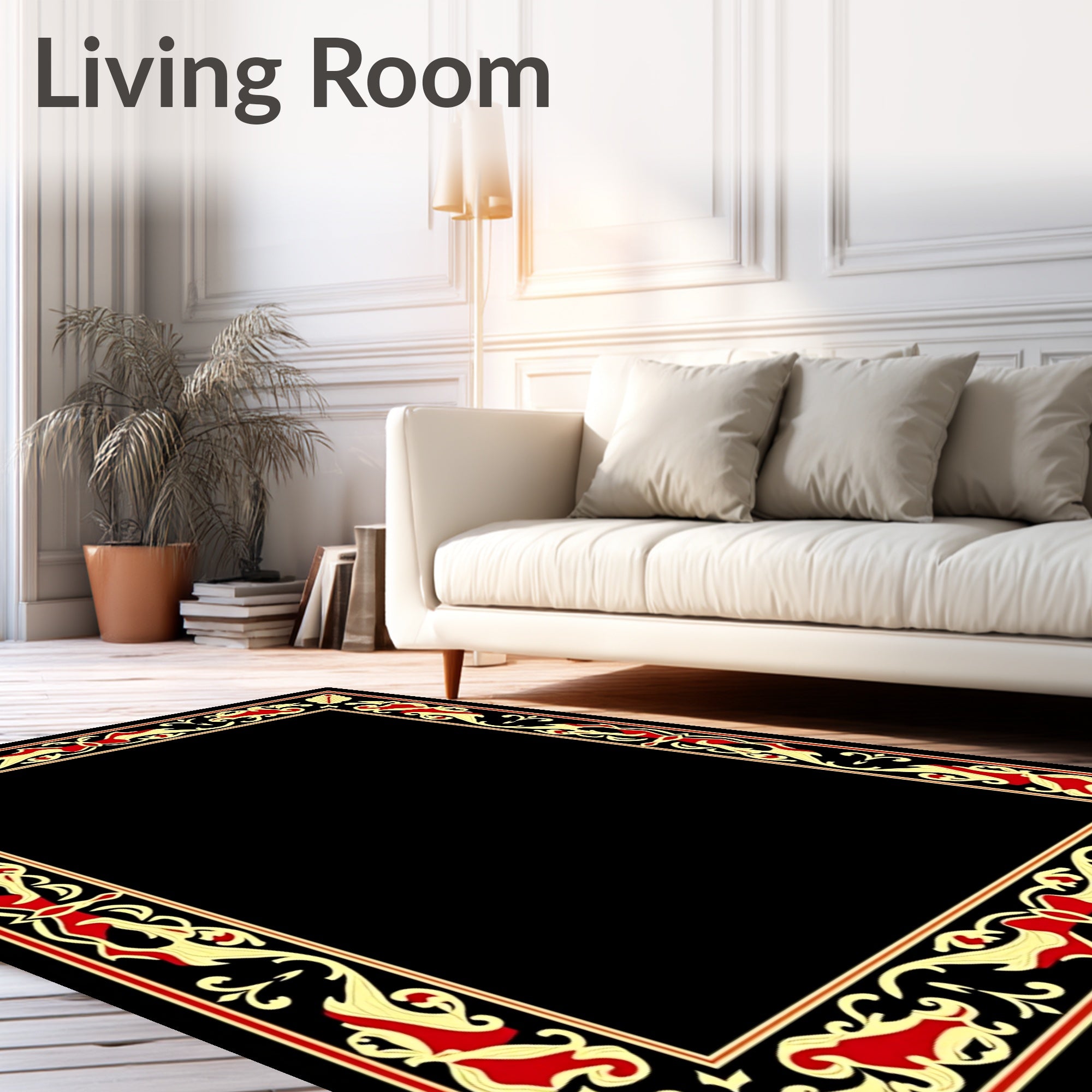 Regal Red Gold Foliage Border Rug