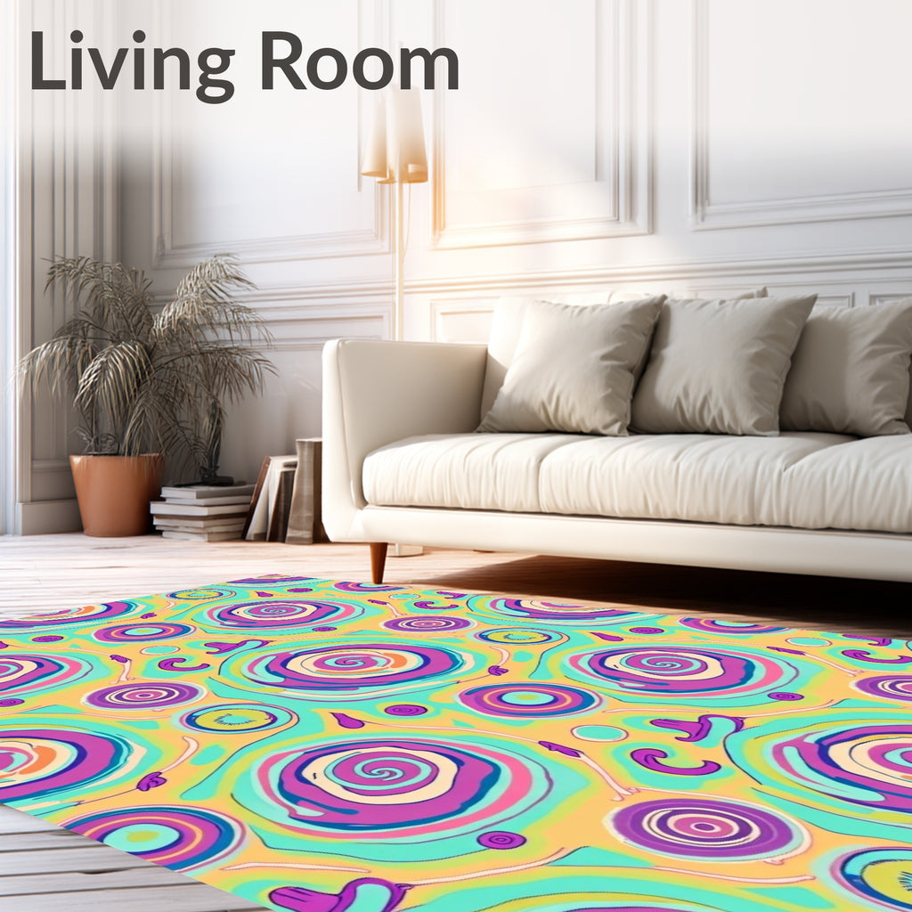 Psychedelic Swirl Vibrant Pattern Rug