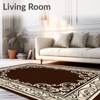 Classic Scrollwork Ornate Border Design Rug