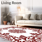 Maroon Floral Arabesque Medallion Design Rug