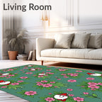 Pink Floral Snowman Medallion Rug