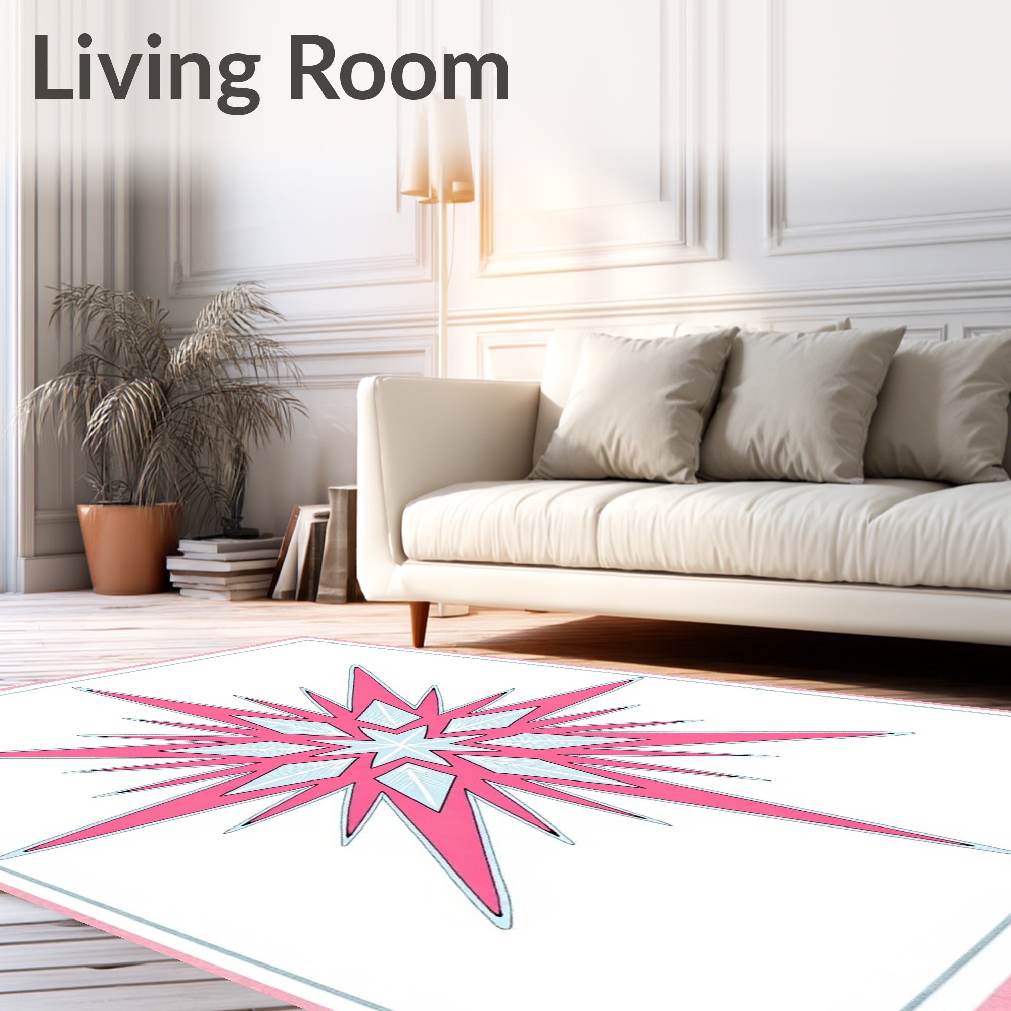 Radiant Starburst Pink And Blue Design Rug
