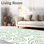Green Swirling Shell Abstract Rug