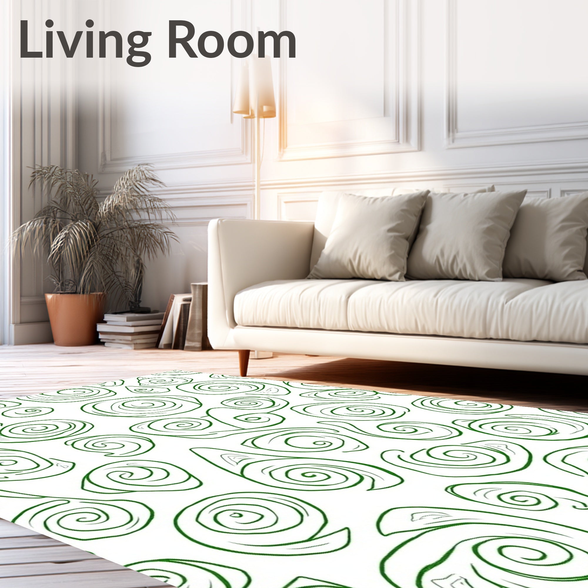 Green Swirling Shell Abstract Rug