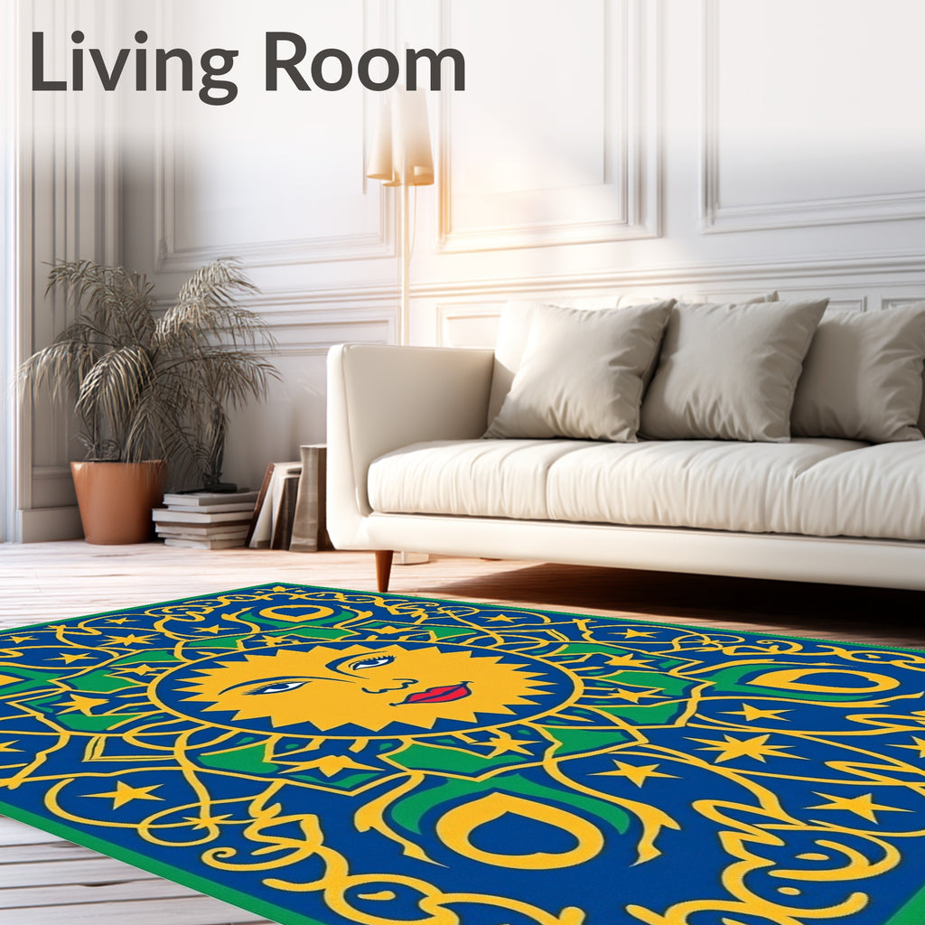 Vibrant Sun And Stars Medallion Design Rug