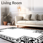 Ornate Floral Border Design Rug