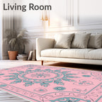 Pink Floral Mandala Art Rug