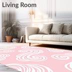 Pink White Swirling Cloud Pattern Rug