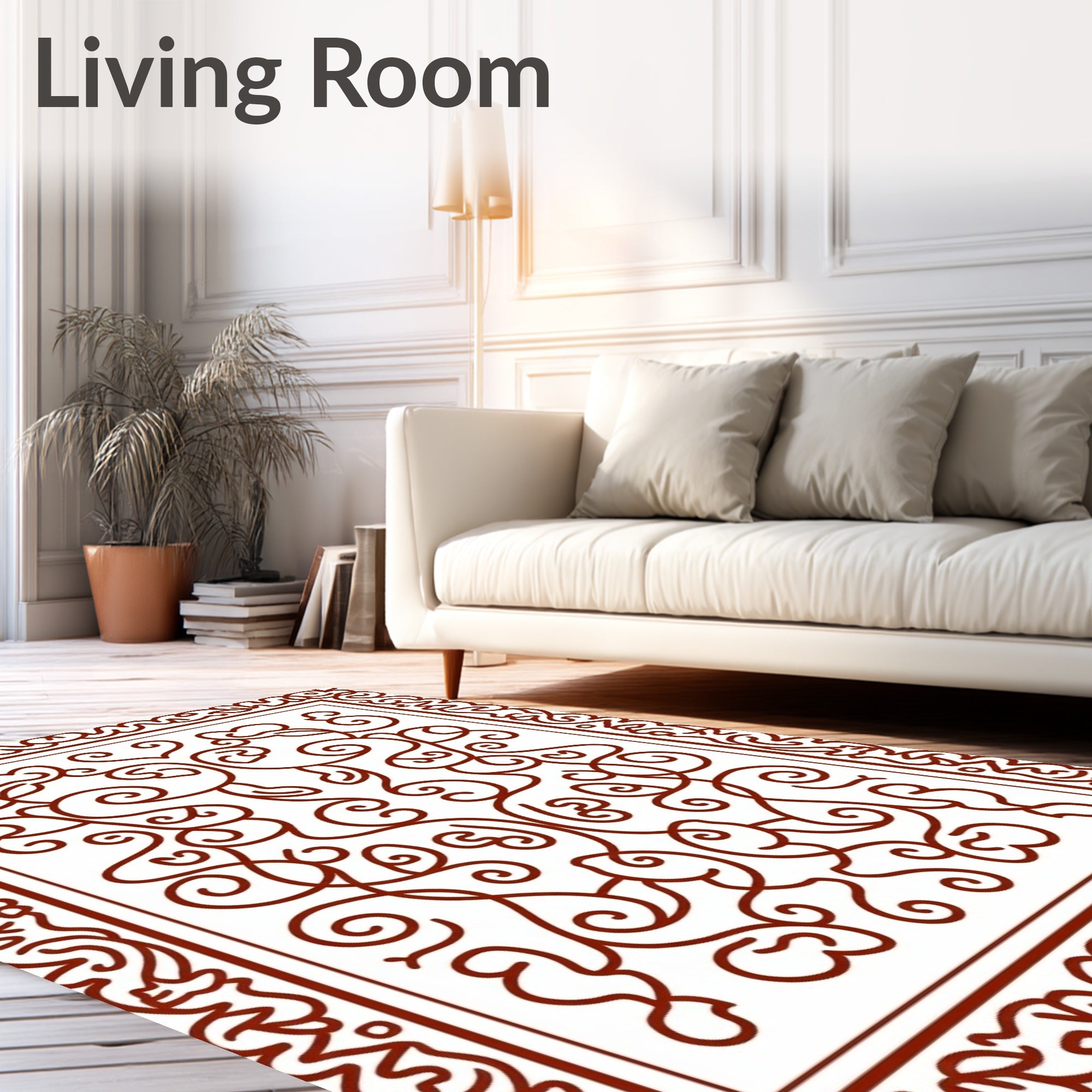 Classic Swirl Floral Bordered Design Rug