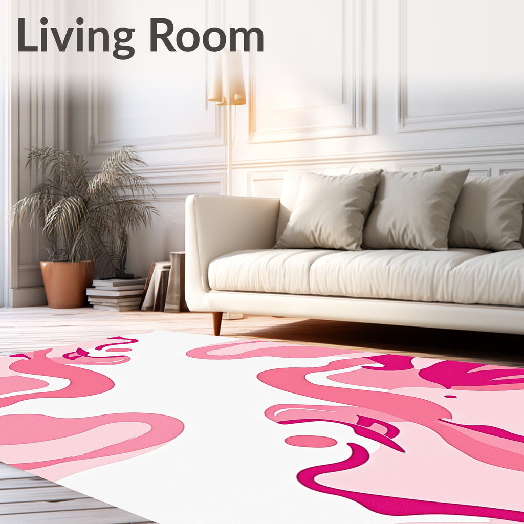 Whimsical Pink Swirl Abstract Design Rug