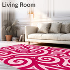 Crimson Swirling Pattern Design Rug