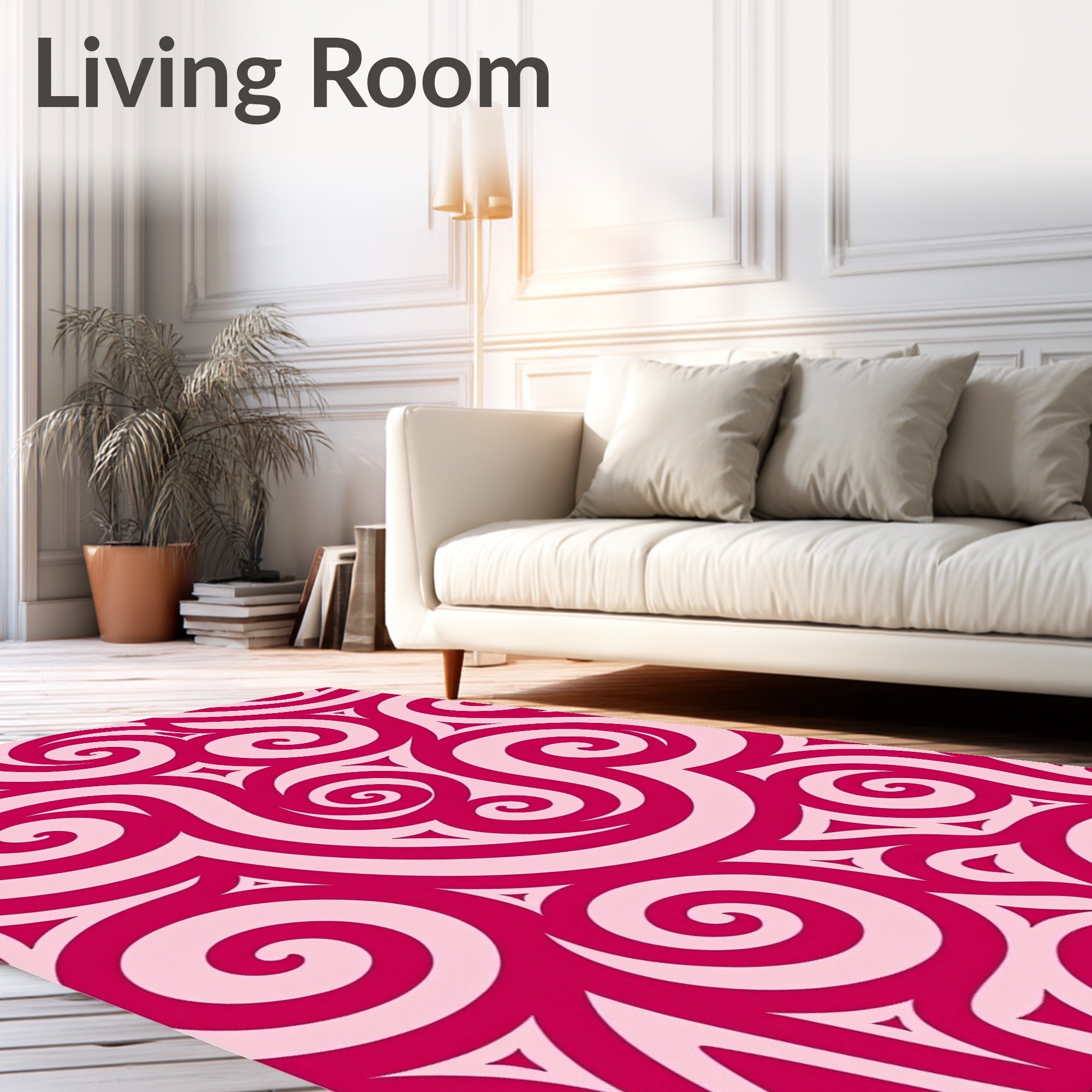Crimson Swirling Pattern Design Rug