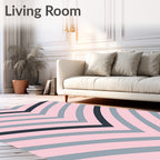 Pink Gray Chevron Pattern Design Rug