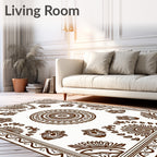 Traditional Floral Medallion Brown Cream Rug