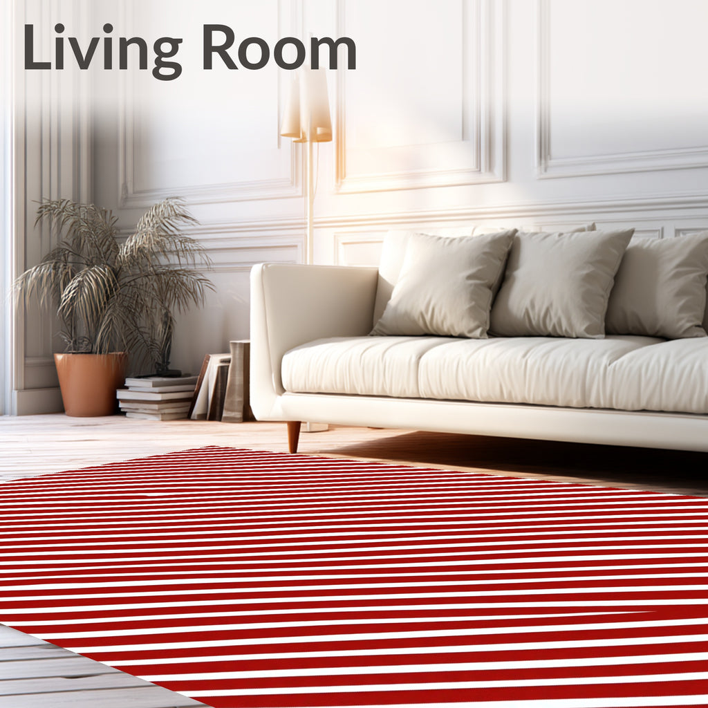Crimson White Diagonal Stripe Rug