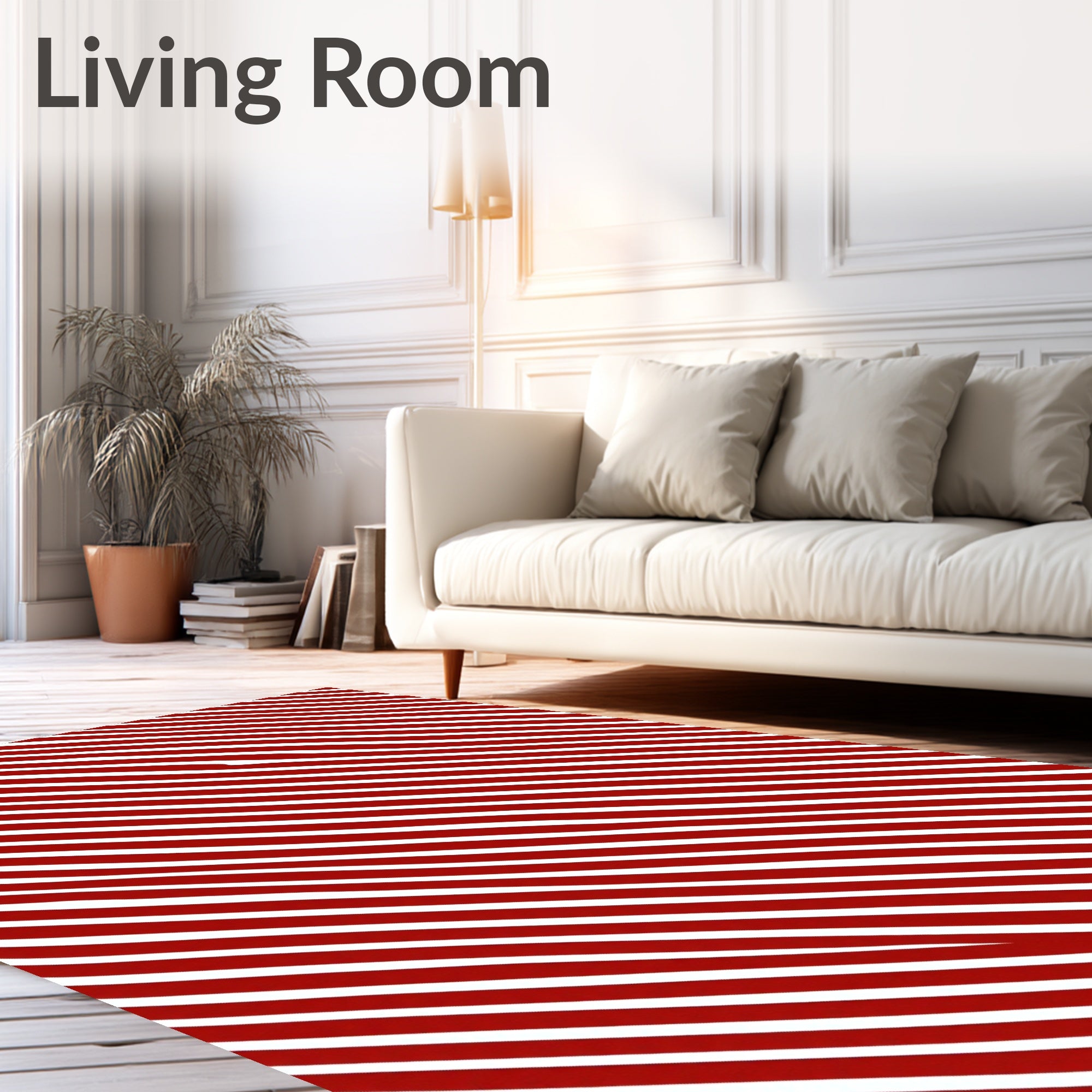 Crimson White Diagonal Stripe Rug