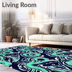 Abstract Aqua Swirls Pattern Rug