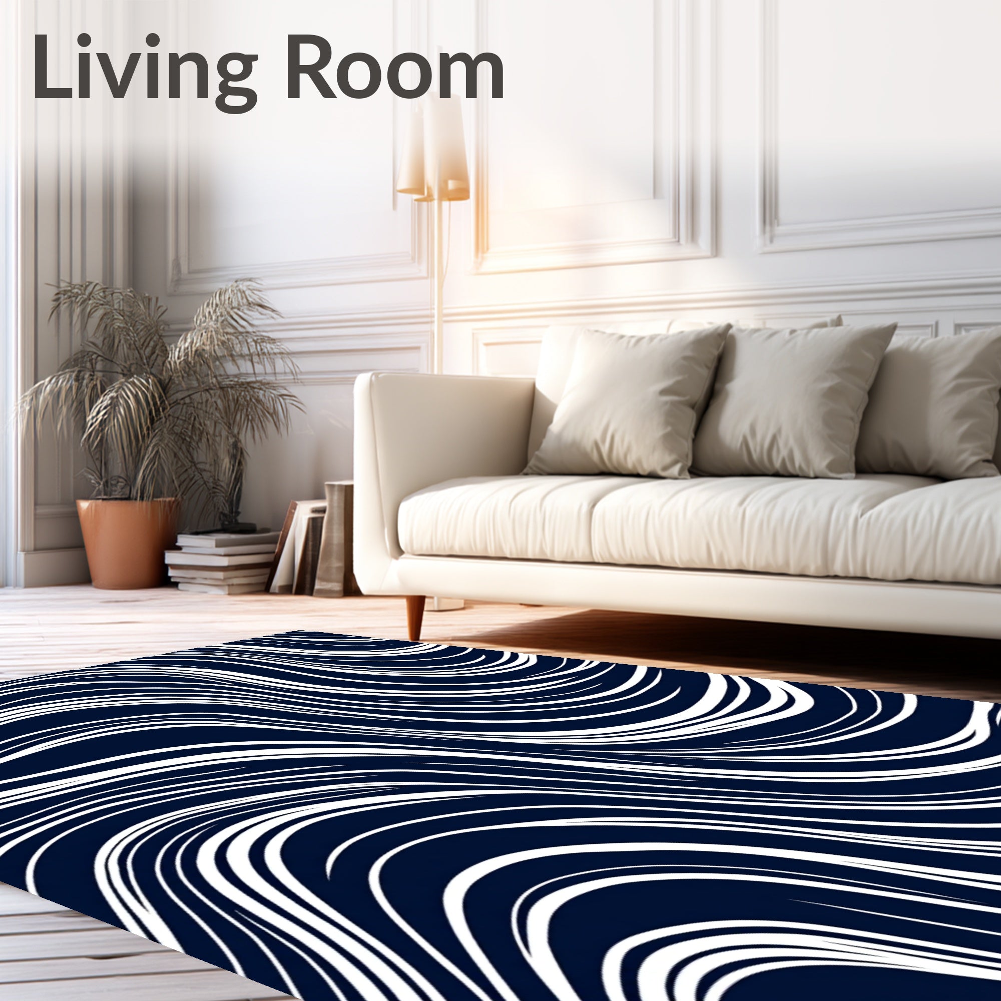 Abstract White Thin Lines Rug