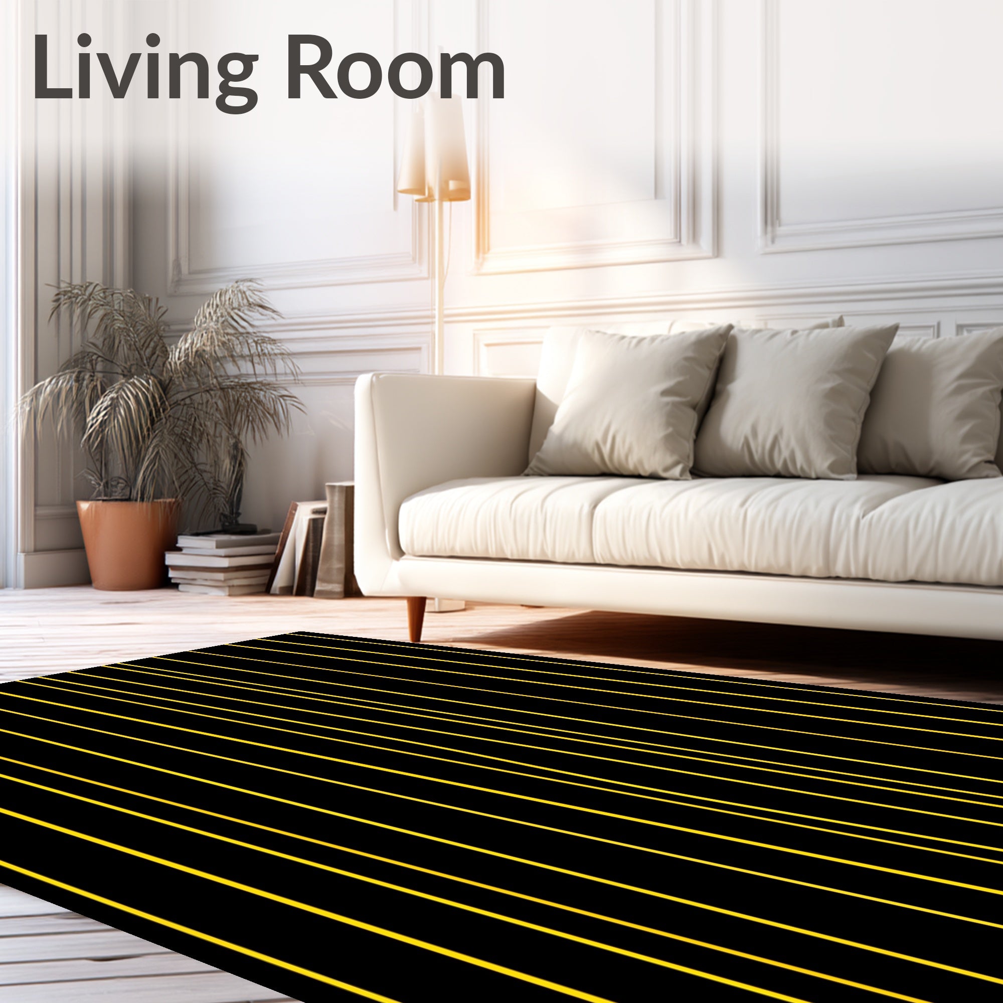 Black and Yellow Vertical Stripe Rug