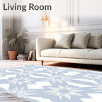 Light Blue Floral Geometric Pattern Rug