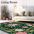 Elegant Rose Scrollwork Pattern Rug