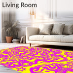 Vibrant Magenta And Yellow Swirl Pattern Rug