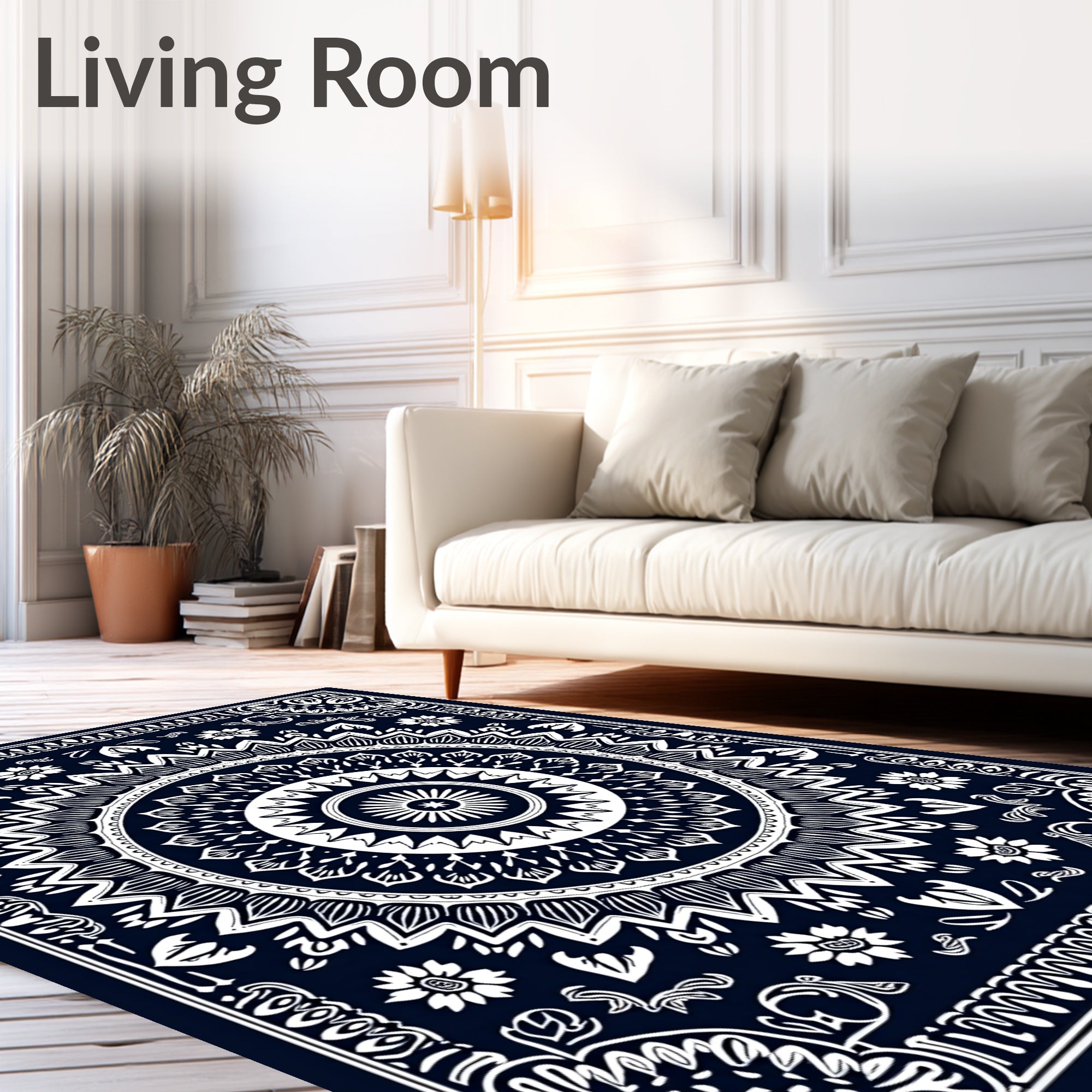 Intricate Mandala Floral Lace Pattern Rug