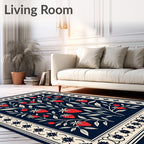 Charming Strawberry Floral Vine Pattern Rug