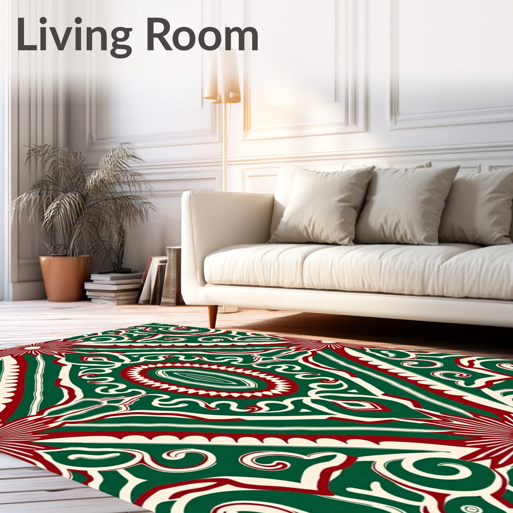 Emerald Red Medallion Symmetry Rug
