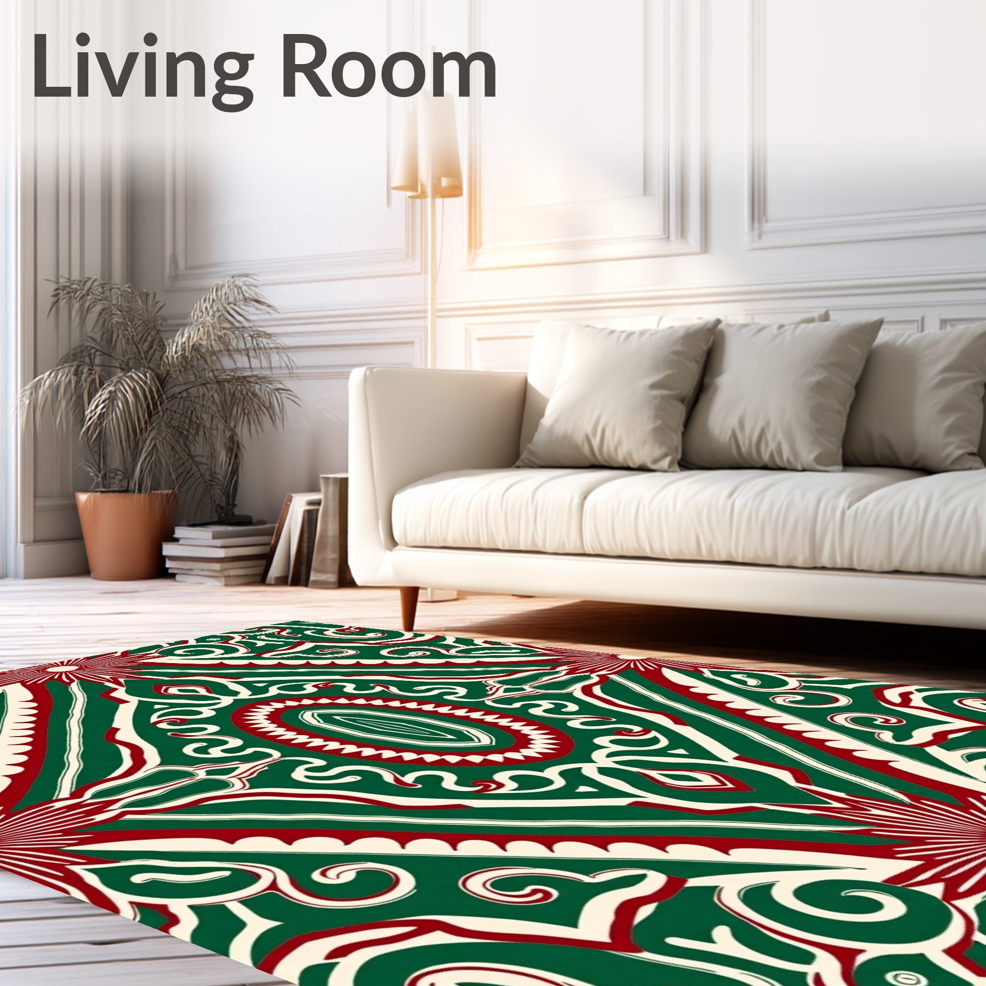Emerald Red Medallion Symmetry Rug