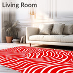 Bold Red White Swirl Pattern Rug