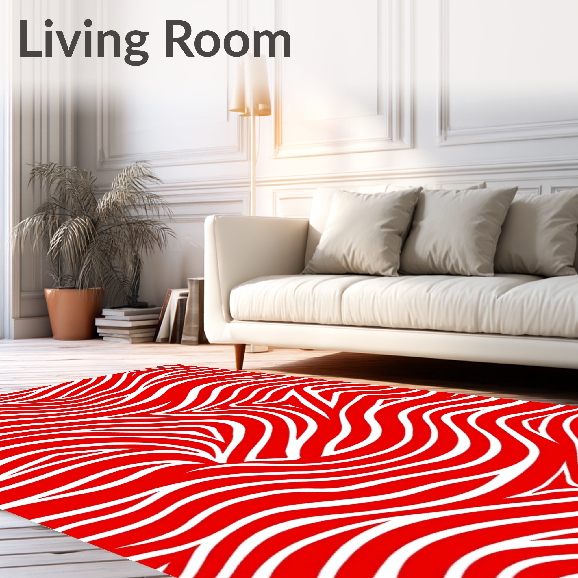 Bold Red White Swirl Pattern Rug