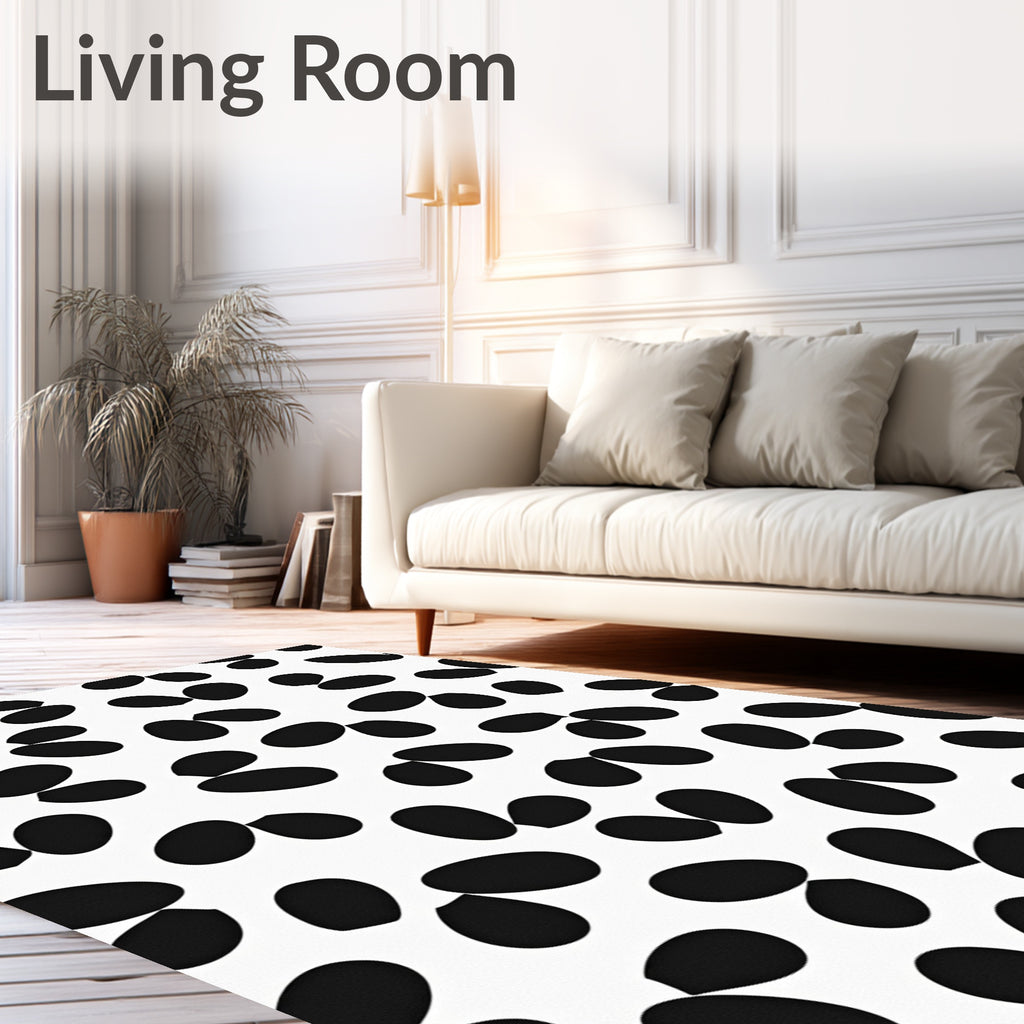Abstract Black Spotty Design Rug